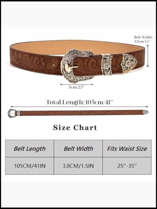 Western Belt with Buckle Adjustable Faux Leather